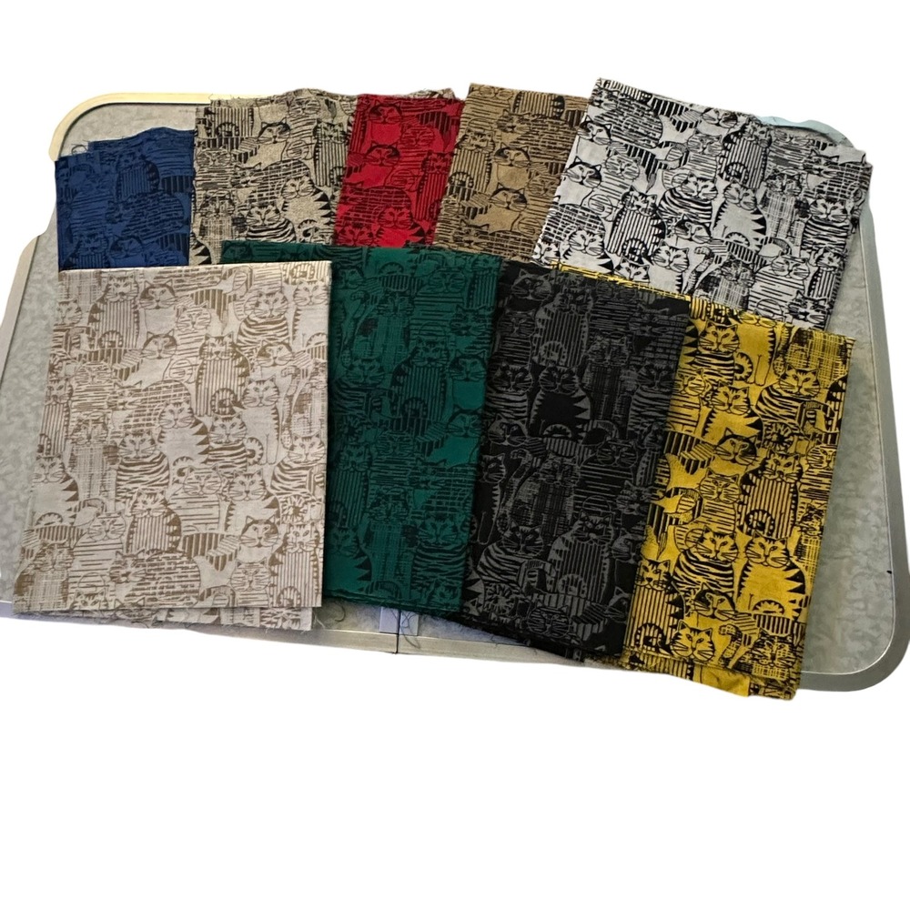 Benartex Mr. B's Fat Cats Fabric Bundle St. Nicole Designs 4.5 Yards 9 Colors
